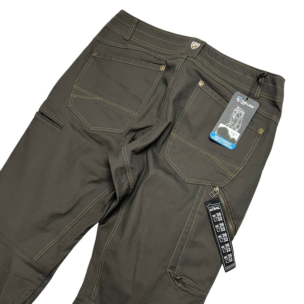 KUHL The Law Full Fit Pants Mens 36x32 Espresso Brown Heavyweight Canvas NWT